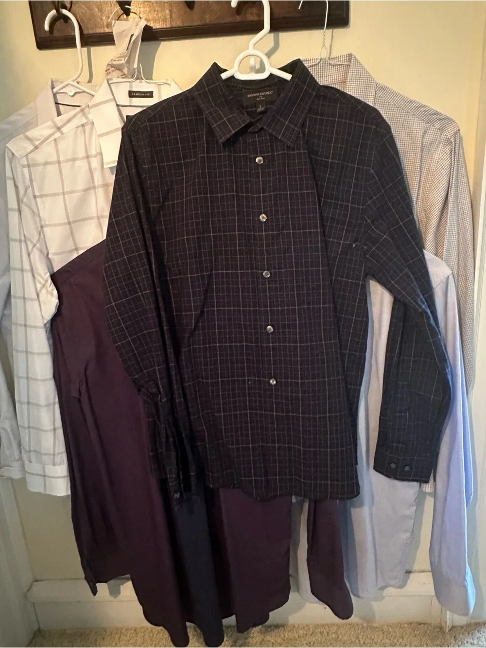 Banana Republic Black Windowpane Dress Shirts. 6 shirts all dry cleaned.